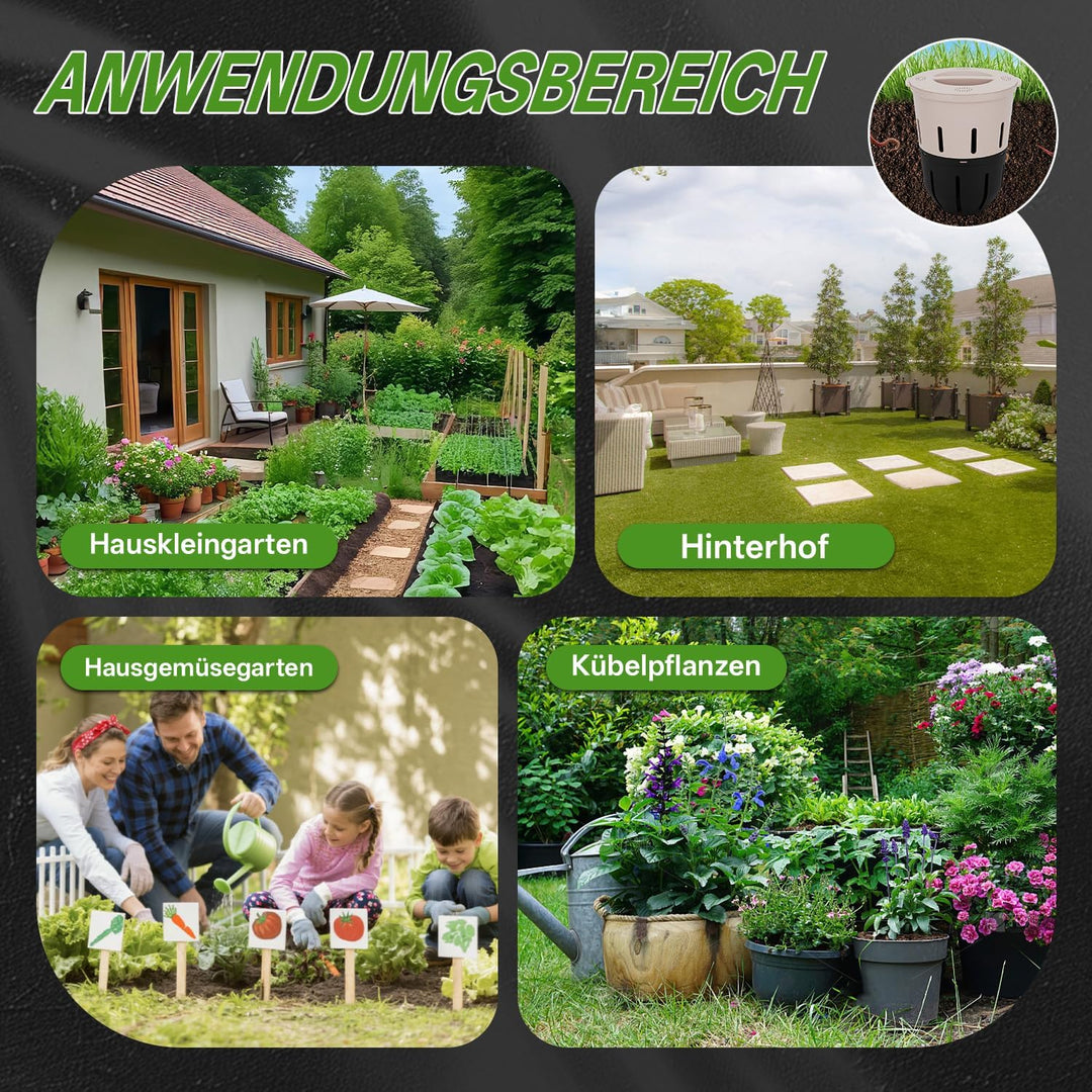 12,5 L Unterirdischer Wurmkomposter – 4er Pack Beetkomposter für Garten | Geruchsarme Belüftung, tie