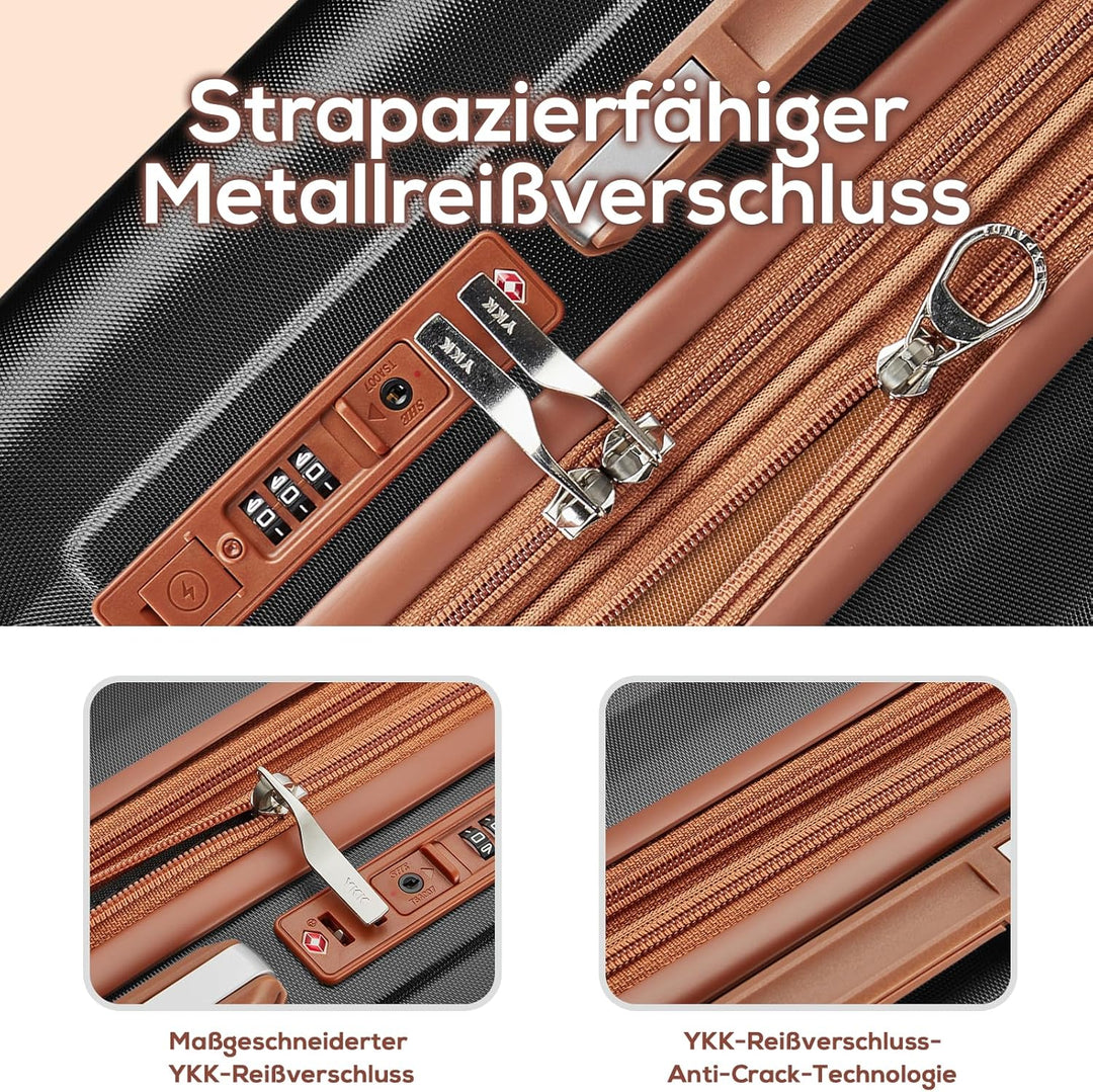 Joyway Koffer Mittelgross Kofferset, Hartschalen Reisekoffer mit Getränkehalter, 4 Rollen TSA-Schlos