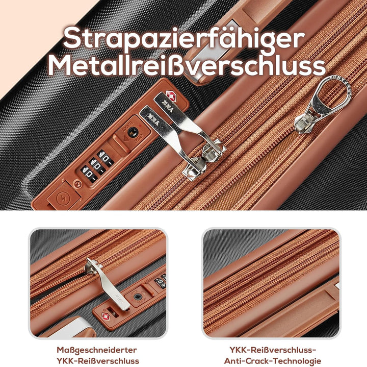 Joyway Koffer Mittelgross Kofferset, Hartschalen Reisekoffer mit Getränkehalter, 4 Rollen TSA-Schlos