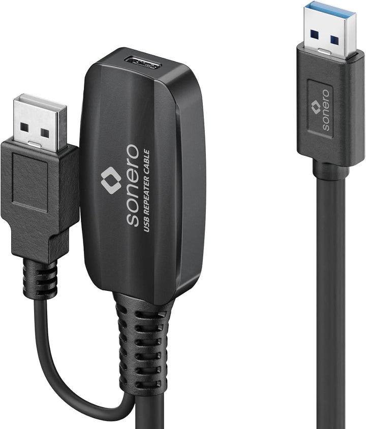 Sonero USB 3.2 Gen1x1 Aktive Verlängerung - A/C - schwarz - 10,00m 10,0 m USB-A auf USB-C, 10,0 m US