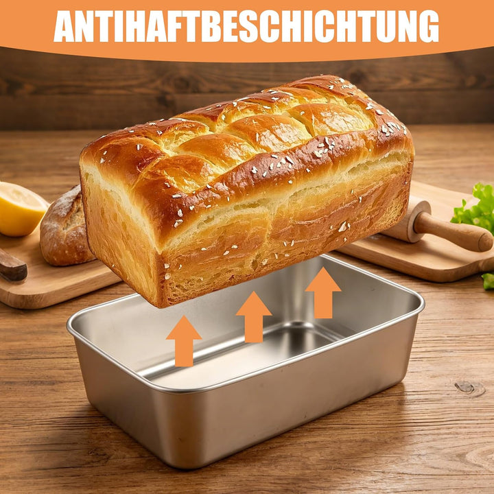 5 Stück Edelstahl Brotbackform, 22.5x14.5x6.2cm Brotbackform Kasten, Backform Rechteckig, Backformen