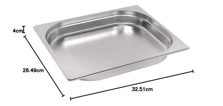 Vogue E698 Edelstahl perforiert Gastronorm 1/2 Behälter, 40 mm 325(w) x 265(h) x 40(d)mm., 325(w) x
