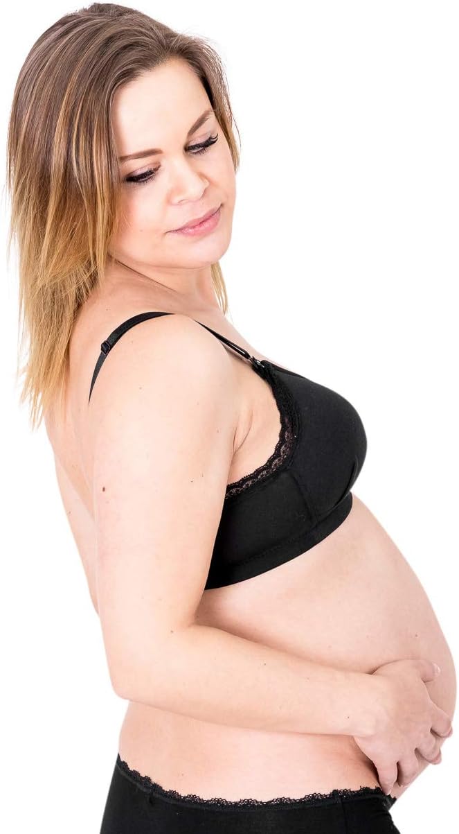 Petit Amour Damen Stillwäsche Greta Still-BH Soft BH ohne Bügel PA-LI-0315 75C Schwarz, 75C Schwarz