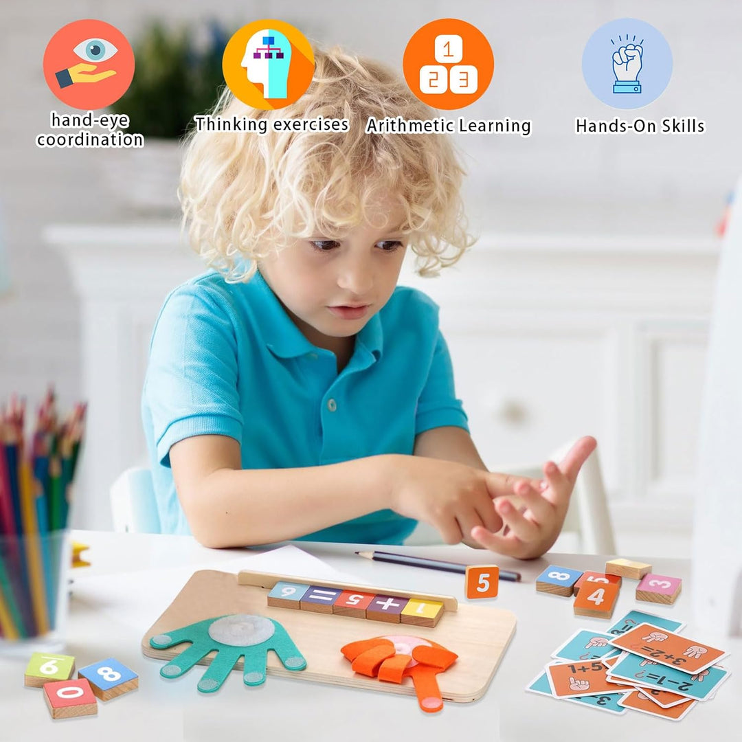 Holz Mathe Spielzeug,Zählen Lernen für Kinder Fingerzähl-Mathespielzeug Montessori Mathe Spielzeug P