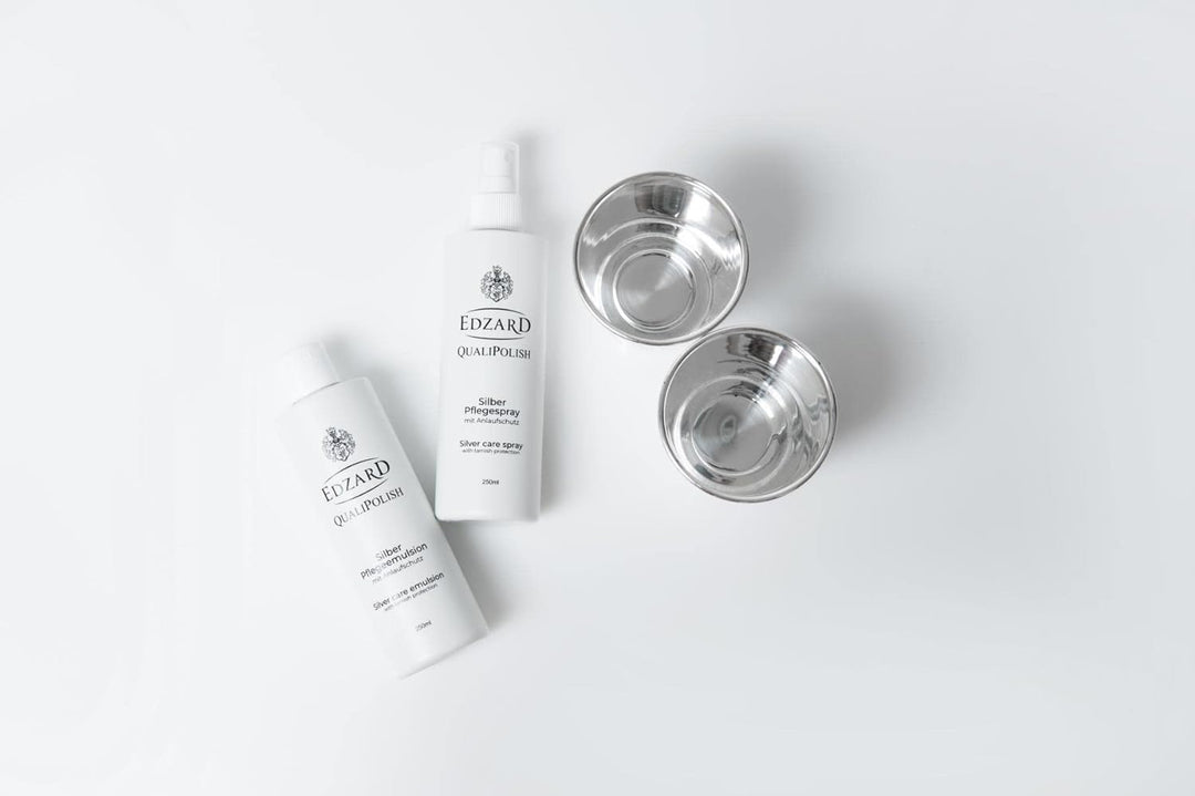 EDZARD QualiPolish® Silber Pflege Emulsion (250 ml) Reiniger für Schmuck, Münzen & Besteck aus Messi