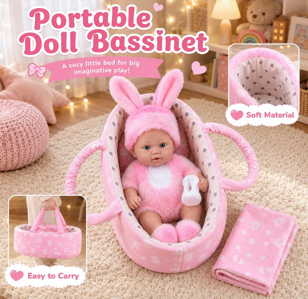 vamei 30 cm Baby Puppe Set mit Puppenzubehör, Geschenk Mädchen ab 3 Jahre