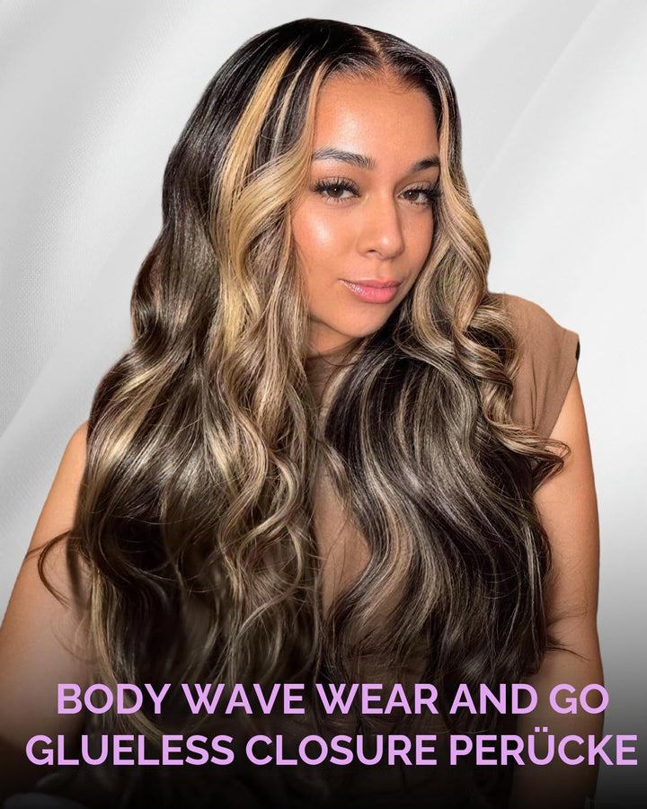 MEGALOOK Balayage Glueless Wigs Perücke 5x6 Pre Cut Lace Front Wig 20 Inch | Ready to Go Glueless Wi