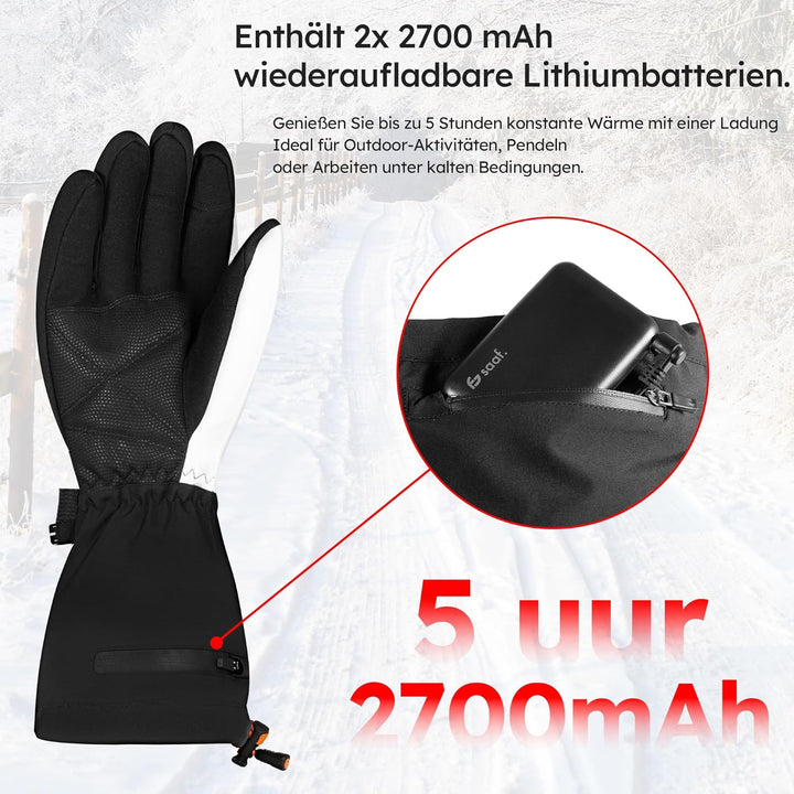 saaf Beheizte Handschuhe – Premium – 3 Positionen – Elektrische Handschuhe – Wasser- und Windabweise
