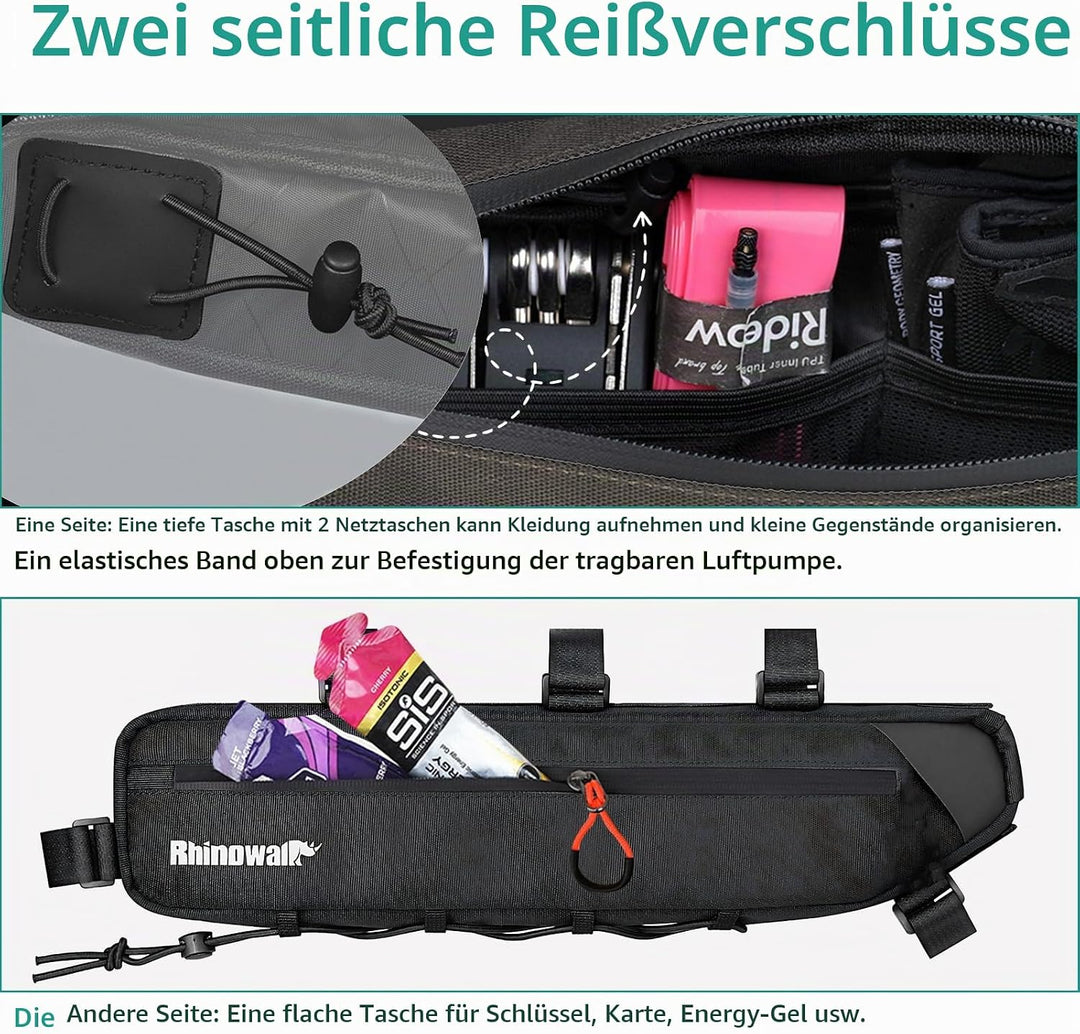 ENJOHOS Rahmentasche Fahrrad 2.1L Rohrtasche Triangeltasche Fahrradtasche Rahmen Unterrohrtasche Dre