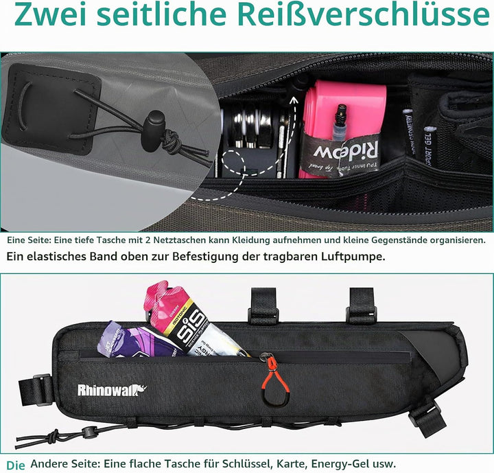 ENJOHOS Rahmentasche Fahrrad 2.1L Rohrtasche Triangeltasche Fahrradtasche Rahmen Unterrohrtasche Dre
