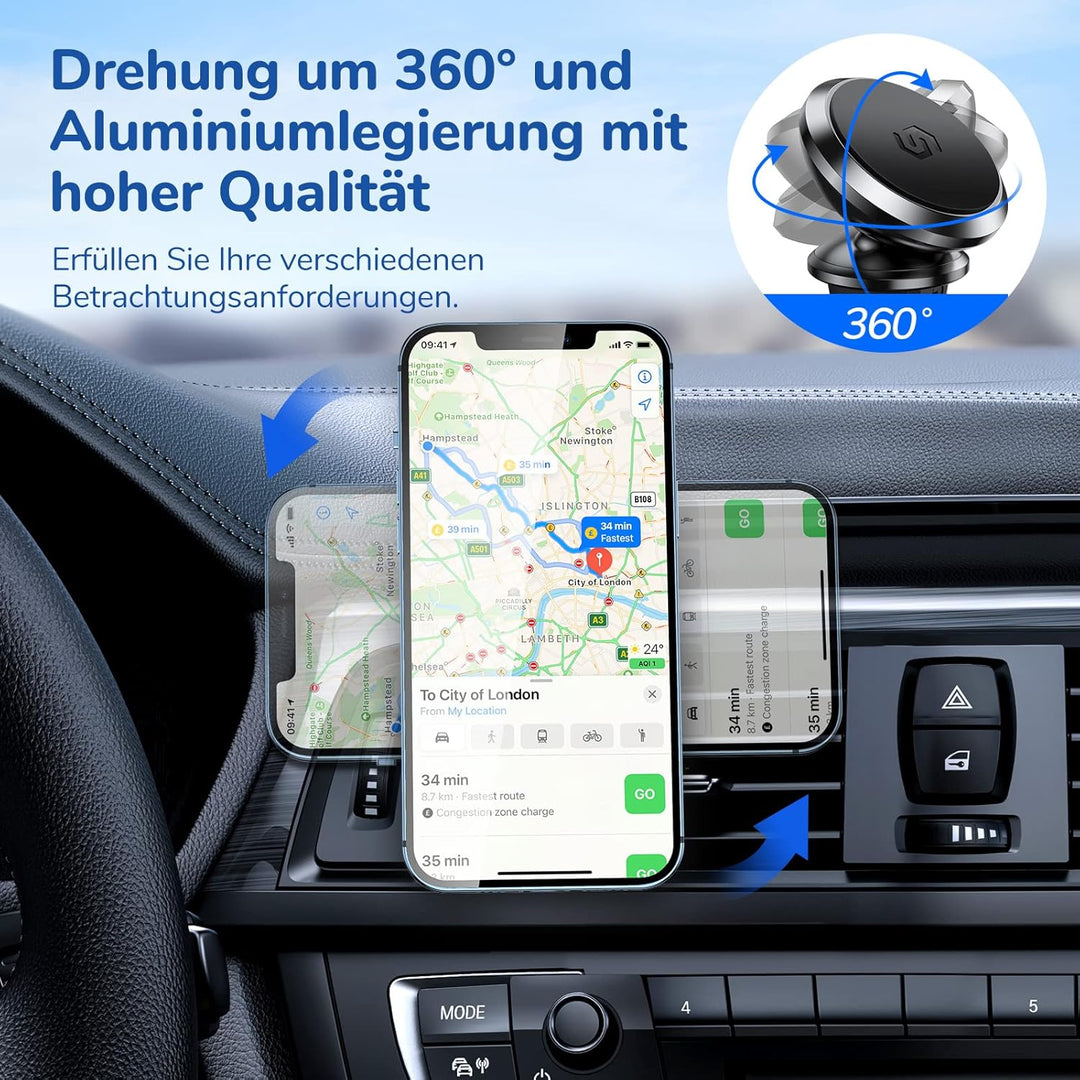 SYNCWIRE Magnetische Auto Handyhalterung, 360 Grad Drehbare Lüftungs-KFZ Halterung Handyhalter Kompa