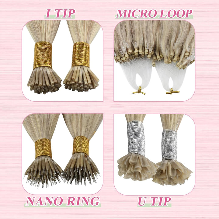 YoungSee Bonding Extensions Echthaar Blond 45 cm Haarverlangerung Bondings Echthaar Aschblond Strahn