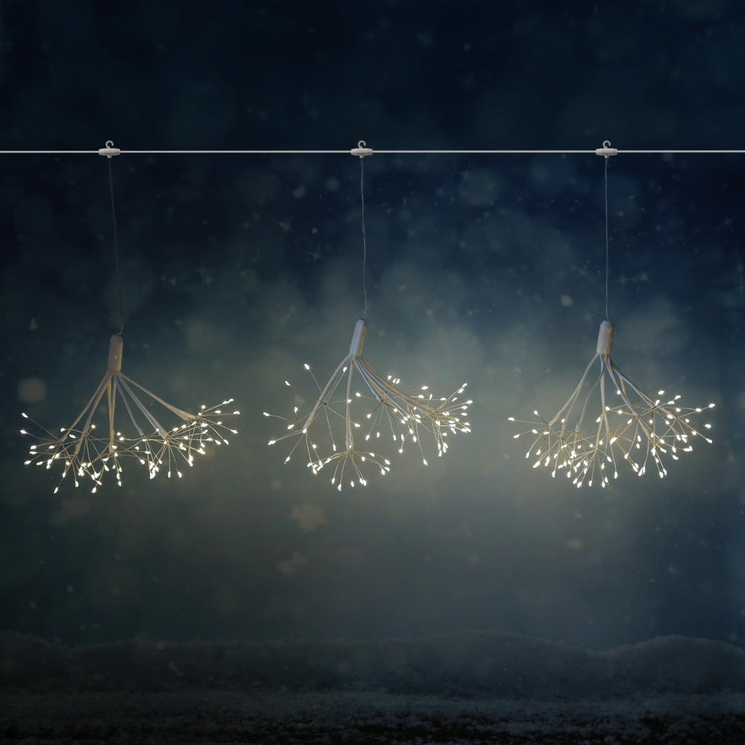 LED Feuerwerk Leuchte hängender Polarstern Pusteblume Firework 100 LED 25cm 8 Modi Fernbedienung für