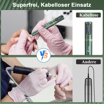 Auriox Kabellos Tragbar Nagelfräser, 12 in 1 Profi Maniküre und Pediküre Set 25000 u/min, Akku Elekt