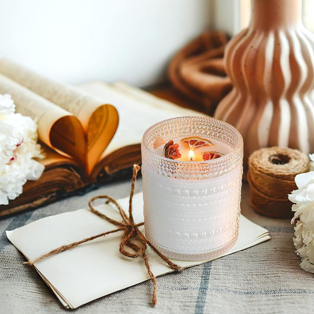 8 Stück Klare Glas Kerzengläser für Herstellung von Kerzen, 240 ml Kleine Kerzen Gläser mit Bambus D
