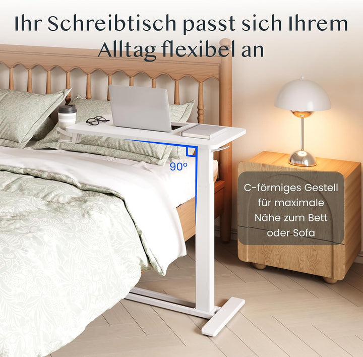 FLEXISPOT Beistelltisch höhenverstellbar mit Rollen, stufenlose Gasfeder | Computertisch/Nachttisch/
