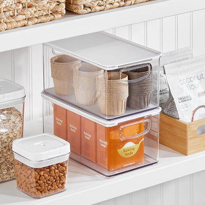 mDesign 2er-Set Kühlschrankbox – Kühlschrank Vorratsdose abnehmbarem Deckel und Griffen – lebensmitt