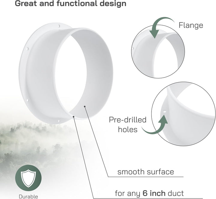 Vent Systems 150 mm 2 Stück Lüftungskanalverbinder Flansch gerade Lüftungsrohr Kunststoff Kanalverbi