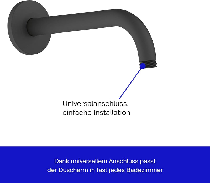 Duravit UV0670027046 Universal Duscharm, Duscharmatur Wandbefestigung, Brausearm 210 mm, Duschbrause