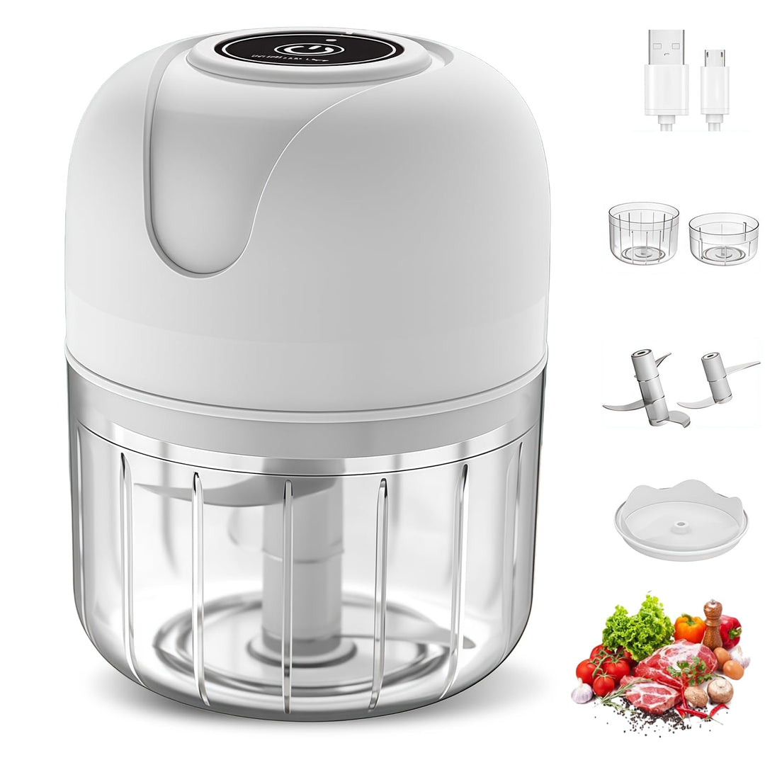 BAIFULAI Zerkleinerer Elektrisch Mini, Zwiebelschneider, 100ml& 250ml Becherkörper, Multizerkleinere