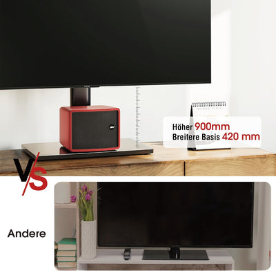 AOKCOS TV Standfuss TV Ständer Höhe 900mm für 32-55 65 75 Zoll Fernseher, Neigbar Schwenkbar Höhenve