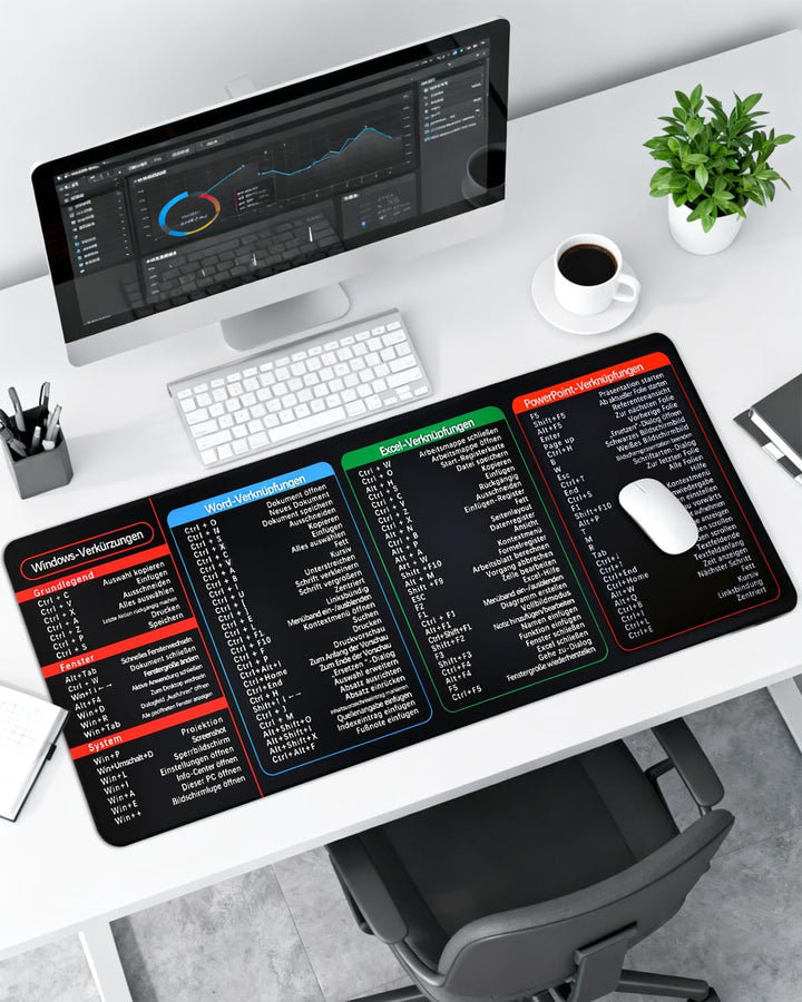80x30cm Excel Pad Deutsch & Excel Mauspad Deutsch – Schreibtischunterlage für Home Office, Büro & Le