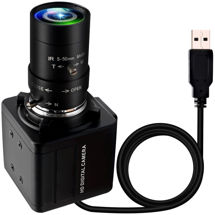 ELP FHD 1080P Zoom Webcam mit 5-50mm Variable Fokus Objektiv,2MP IMX323 Web Kamera Plug&amp;Play,0.01Lux