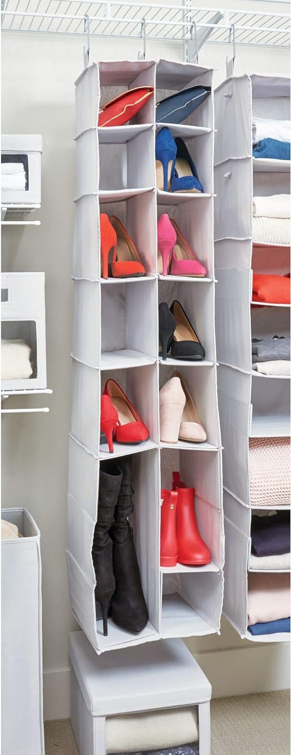 InterDesign Evie Schrank-Organizer, Stoff MDF, Schuh- und Stiefelorganizer, 12-16 Compartment, Schuh