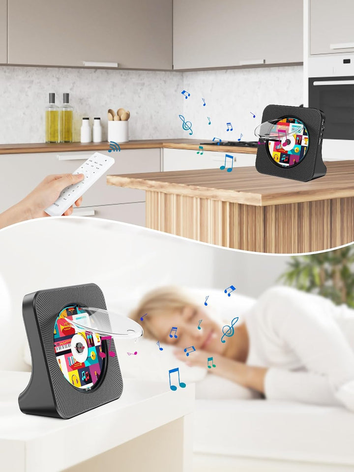 Gueray CD Players Bluetooth CD-Player mit Lautsprecher Unterstützt Fernbedienung Anzeige FM Radio mi