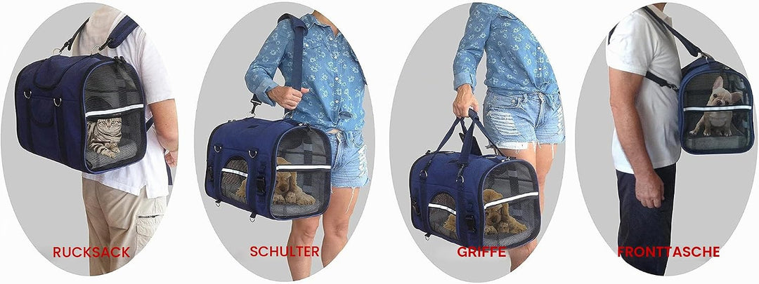 Stabiler 6-in-1 Haustiertransporter, Front/Brustträger, Schultertasche, Haustier-Handtasche, Autosit