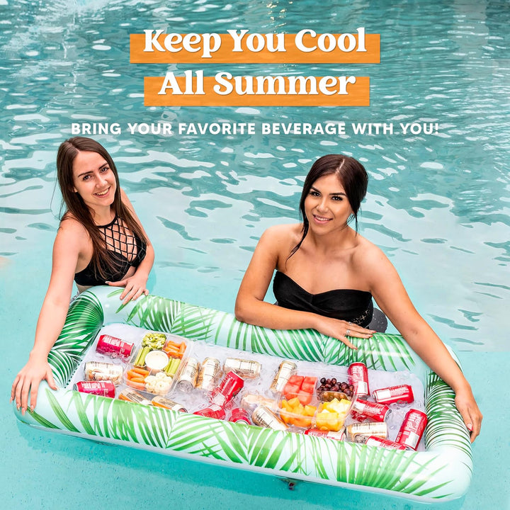 Sloosh (2 Sets) Aufblasbare Servierstangen mit Ablaufstopfen, aufblasbarer Kühler, Eisbuffet, Salat-