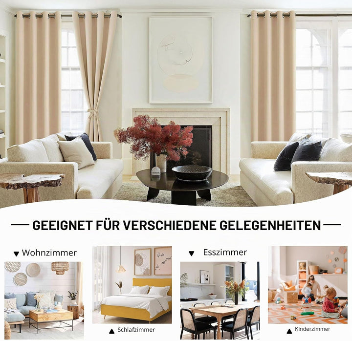 DWCN Vorhang Blickdicht Verdunkelungsgardinen mit Ösen 2 Stücke Thermogardine für Wohnzimmer,Schlafz