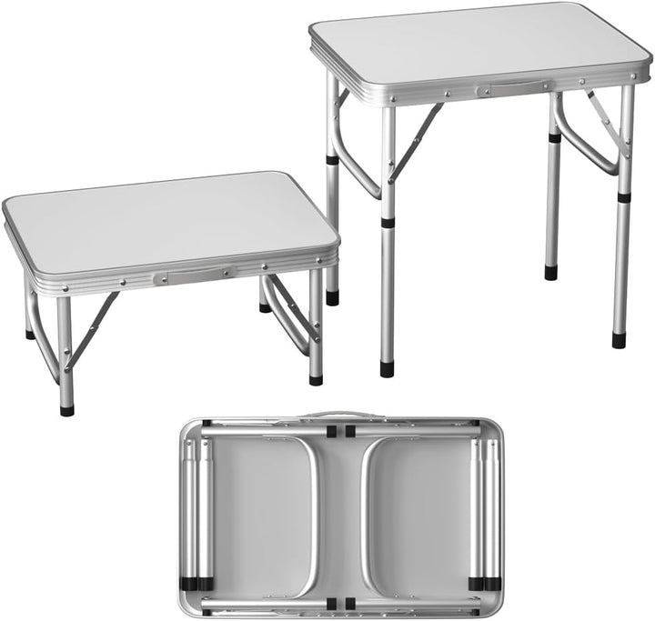 Qimu Klappbarer Campingtisch mit 2 verstellbaren Höhen, leichter Aluminium-Picknicktisch, tragbar, f