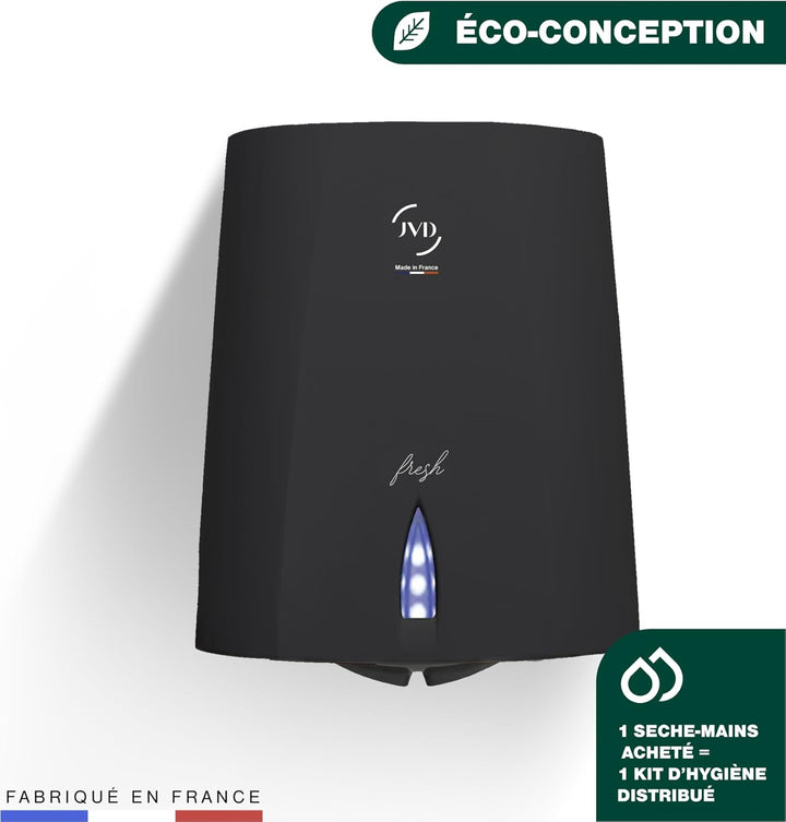 JVD Automatischer Druckluft Händetrockner mit Geruchsneutralisierung Sup'Air Fresh Schwarz