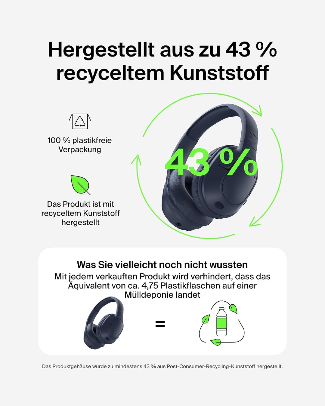 Belkin SoundForm Surround Kopfhörer Kabellos Bluetooth, Over-Ear Environmental Noise Cancelling Kopf
