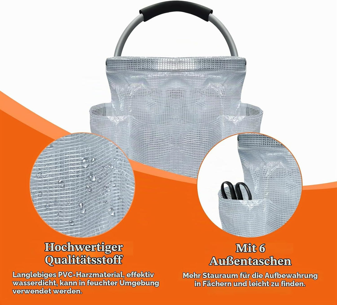 17L Picknickkorb mit Griffen und 6 Taschen, Faltbarer Einkaufskorb, Tragbarer Strandtasche aus PVC-H