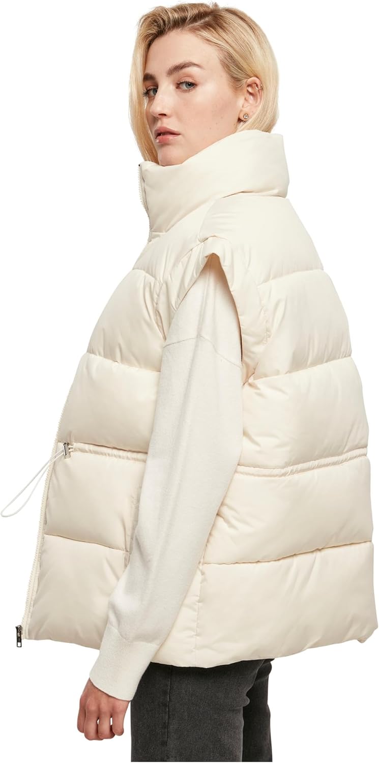 Urban Classics Damen Ladies Waisted Puffer Vest Weste 5XL Whitesand, 5XL Whitesand