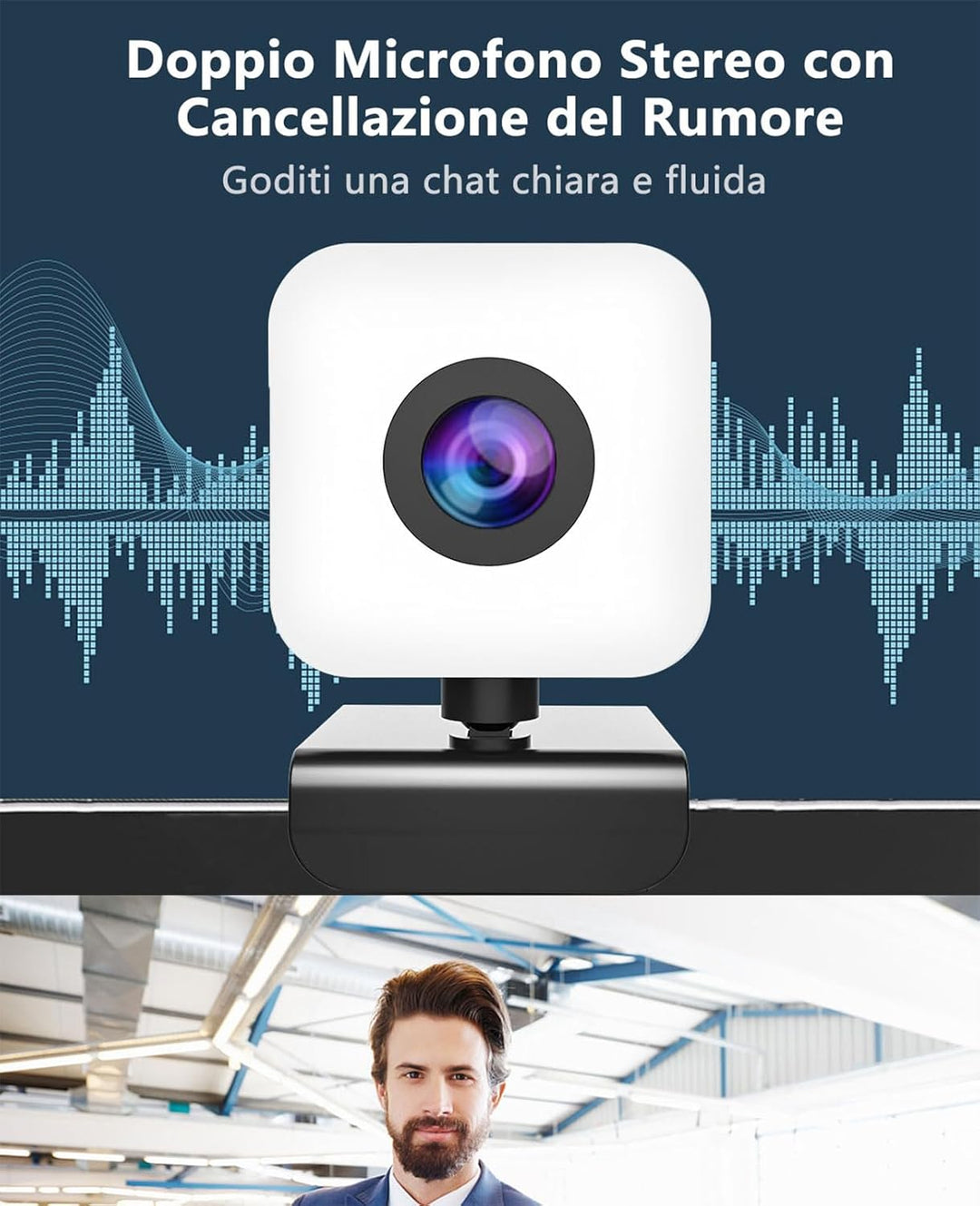 1080P Webcam mit Mikrofon,Full HD Web Camera für PC/Laptop,Facecam Streaming Cam mit Ringlicht,Abdec