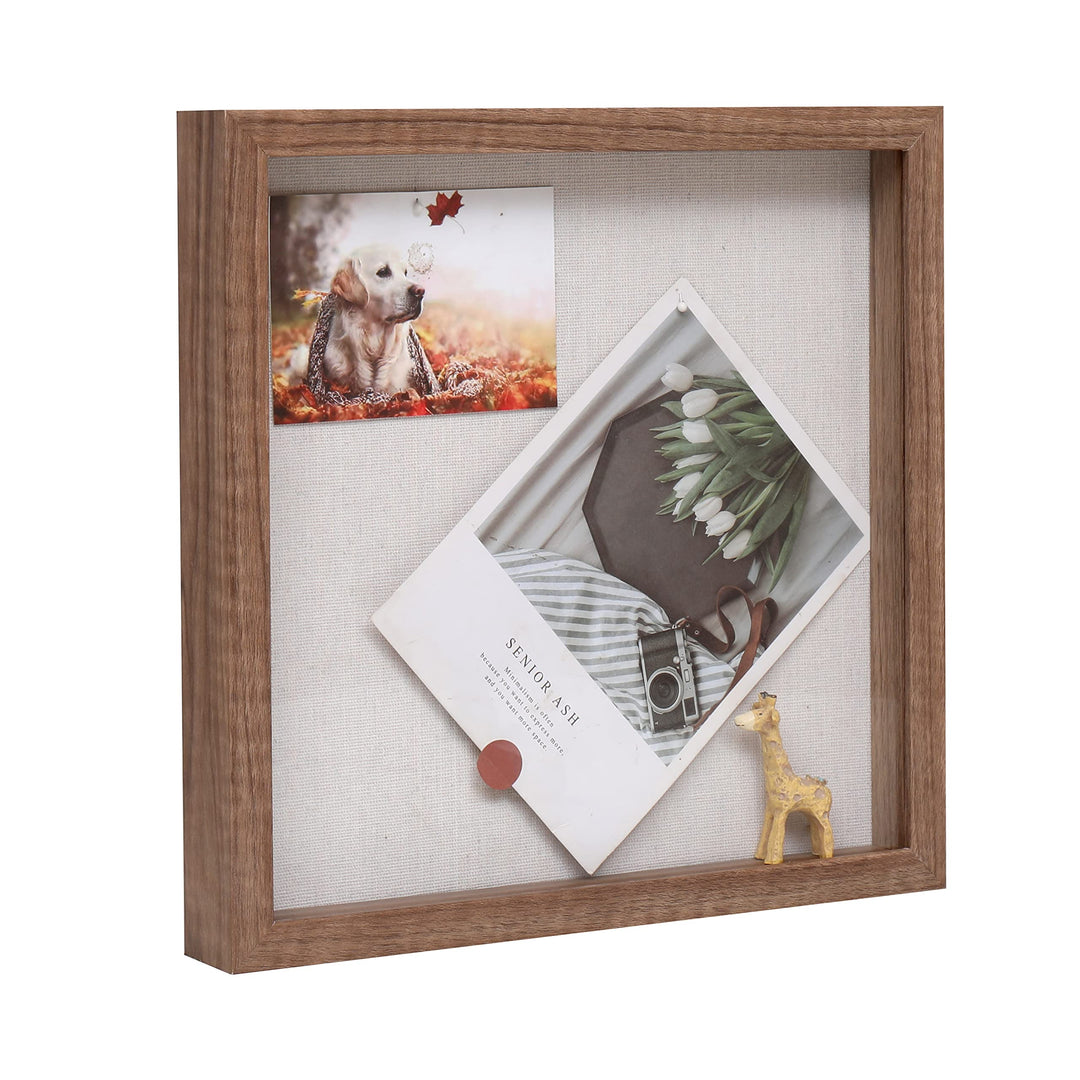 Muzilife 3D Bilderrahmen 25x25cm Tiefe Holz Rahmen zum Befüllen, Objektrahmen mit Glasscheibe, Quadr