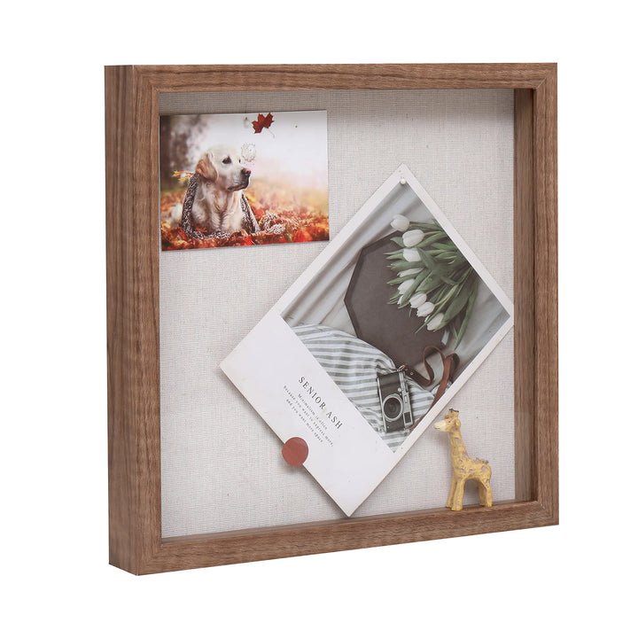 Muzilife 3D Bilderrahmen 25x25cm Tiefe Holz Rahmen zum Befüllen, Objektrahmen mit Glasscheibe, Quadr