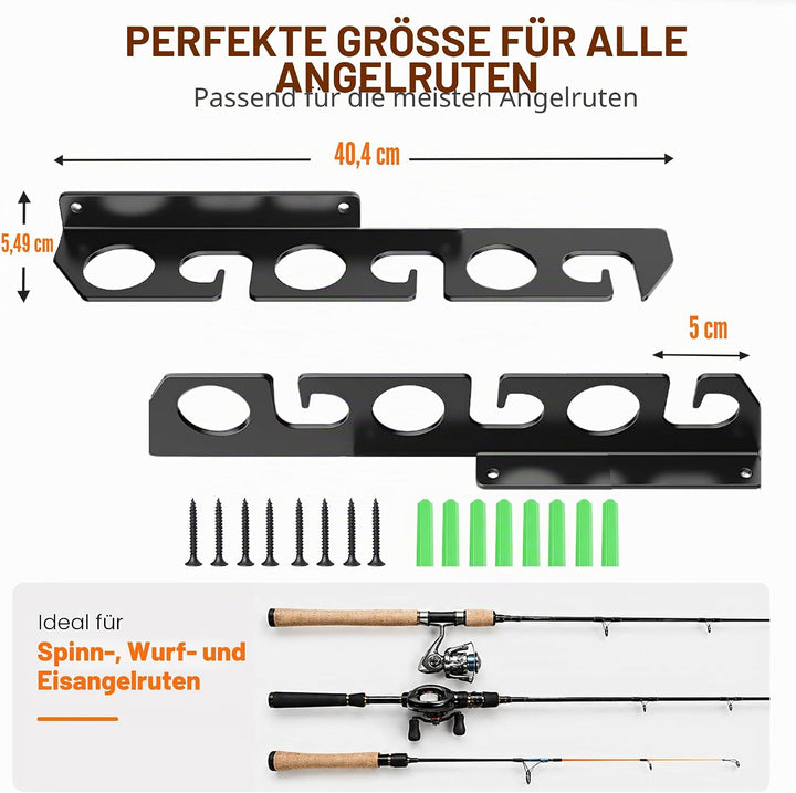 WIPHANY Angelruten-Regale, Wand- oder Decken-Angelrutenhalter, Aufbewahrungshaken, hält bis zu 12 An