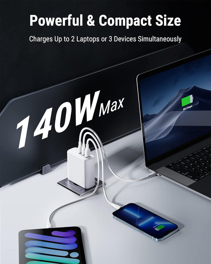 VOLTME 140W USB C Ladegerät PD3.1 & PPS Netzteil USB C, 3-Port Ladegerät GaN III Adapter Schnelllade