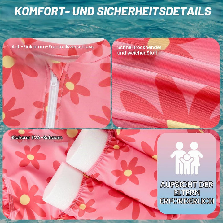 Badeanzug Baby Mädchen mit Floatation Kleinkind Schwimmtraining Hilfe Schwimmende Badeanzug Langarm
