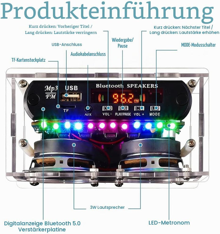 DIY Elektronik Lautsprecher Löten Bausatz, Radio Bausatz mit FM Radio und Sprachaufnahme, Lautsprech