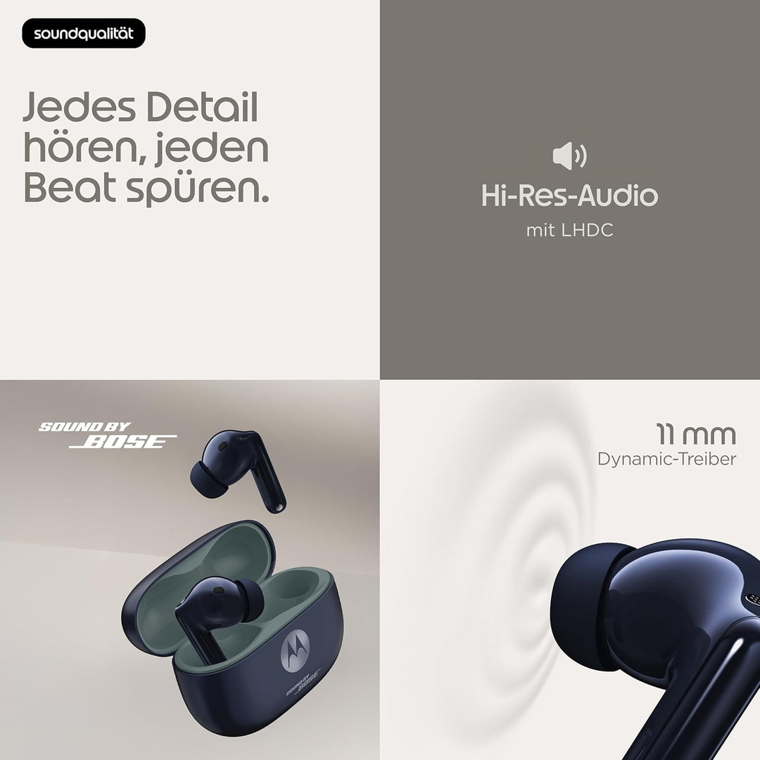 Motorola Moto Buds 2 Plus Sound by Bose (BT 6.0 Earbuds, multidimensionaler Sound, Dolby Head Tracki