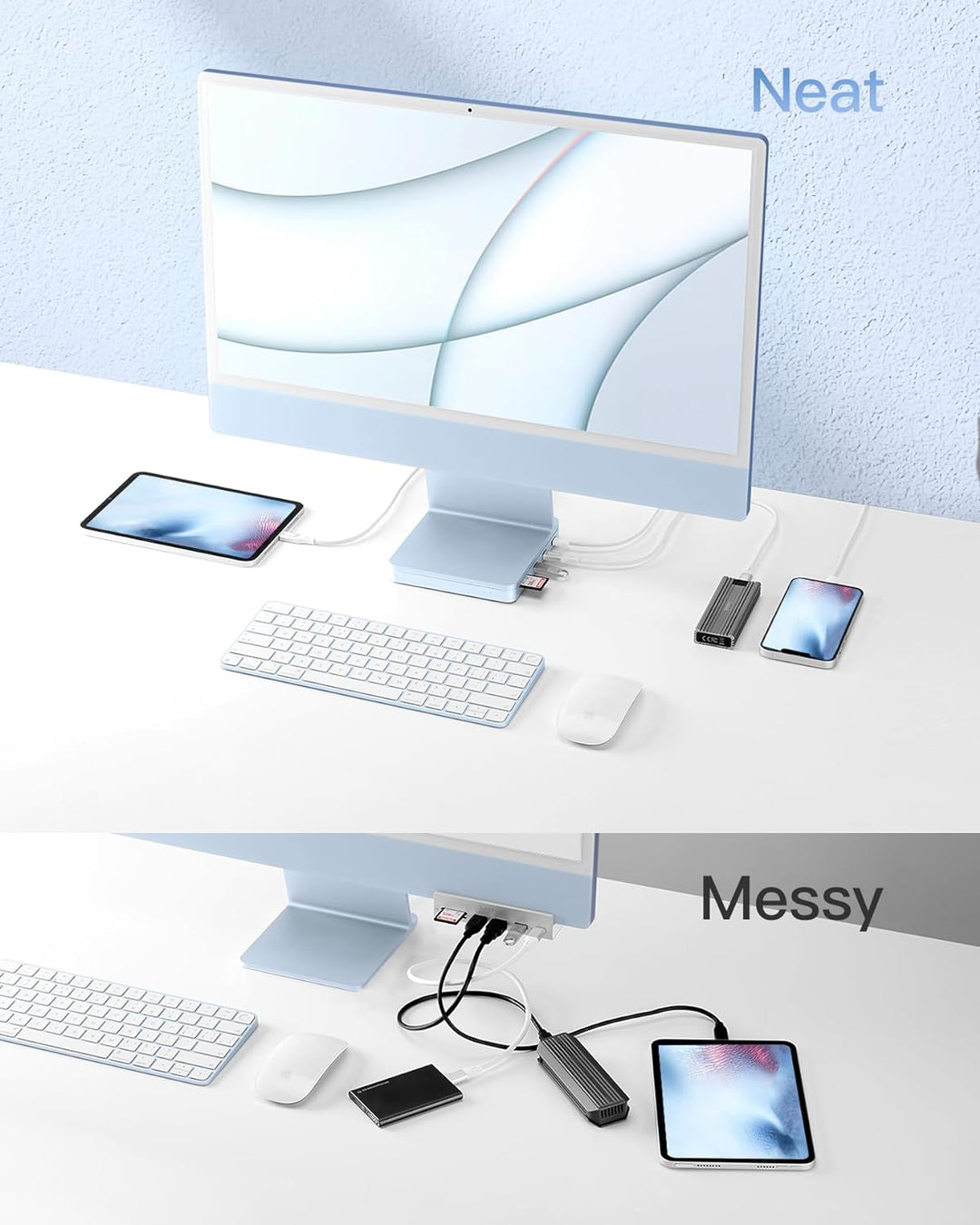 Inateck USB C Hub für iMac, Dockingstation Kompatibel mit iMac 24 Zoll 2021/2023, USB 3.2 Gen 2, 8-i