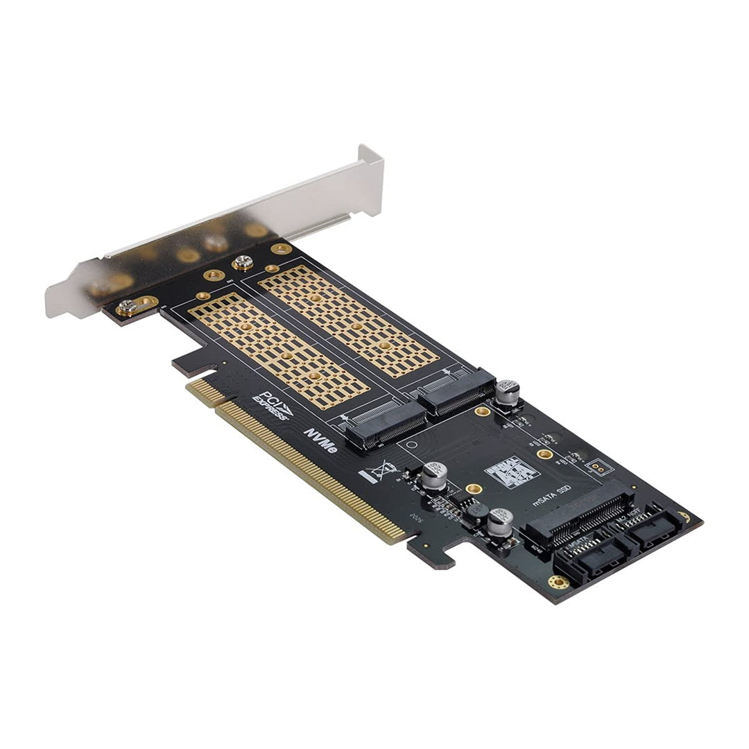 Cablecc PCI Express PCI-E 3.0 & Dual SATA auf NGFF NVME MSATA M-Key B/M-Key SSD Card Adapter 3-in-1