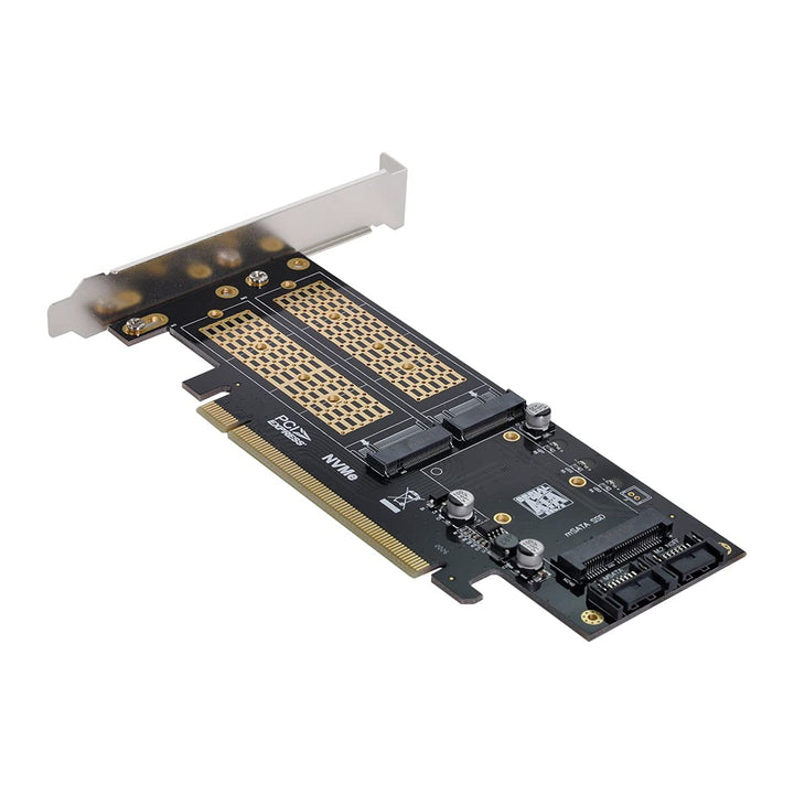 Cablecc PCI Express PCI-E 3.0 & Dual SATA auf NGFF NVME MSATA M-Key B/M-Key SSD Card Adapter 3-in-1