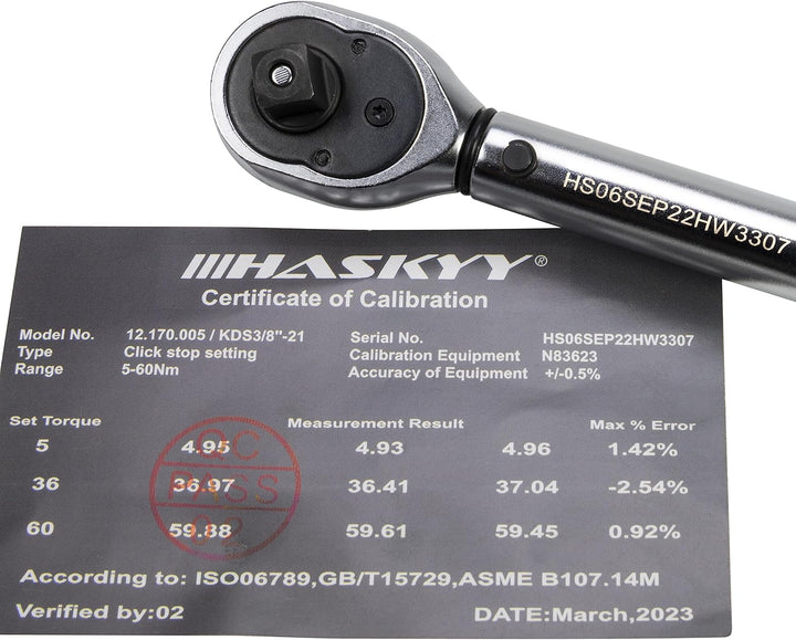 HASKYY Drehmomentschlüssel Set 3/8" 5-60Nm Motorrad Chopper Custom-Bike mit viel Zubehör wie Verläng