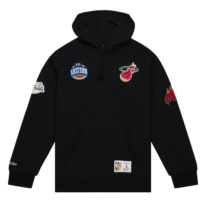 Mitchell & Ness NBA/NFL/NHL/NCAA Hometown Fleece Hoody S Miami Heat, Schwarz, S Miami Heat, Schwarz